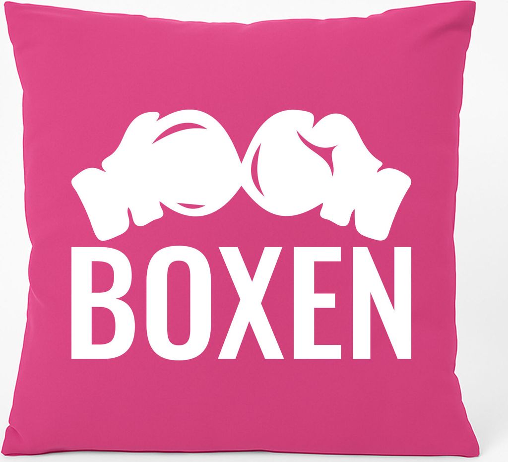 Huuraa Kissen Boxen Boxhandschuhe 40x40cm mit Füllung Fuchsia Baumwolle Dekokissen Geschenkidee