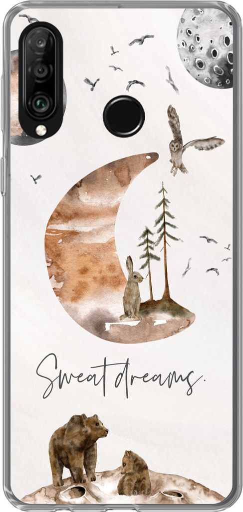 MuchoWow Handyhülle Schutzhülle Hülle für Telefoonhoesje Huawei P30 Lite Kinder - Tiere - Sprichwörter Silikon Softcase Handy Hülle - Handy...