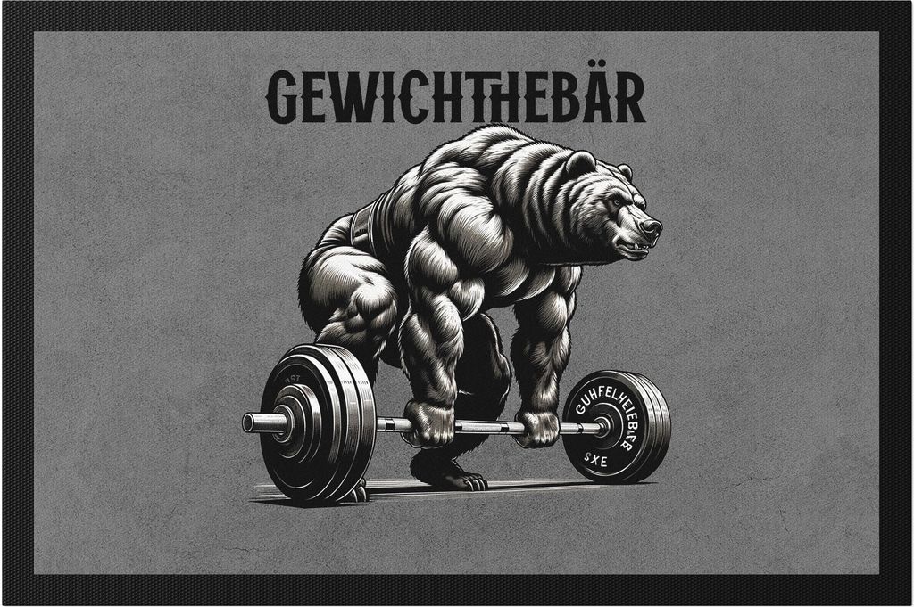 Gewichthebär Bären Fußmatte - Fitnessstudio Geschenkidee Produktbild 