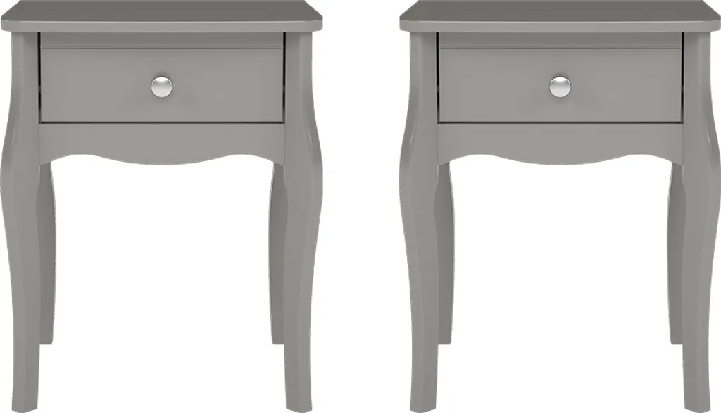 Table de nuit baroque grise lot de 2 avec tiroir de rangement chic