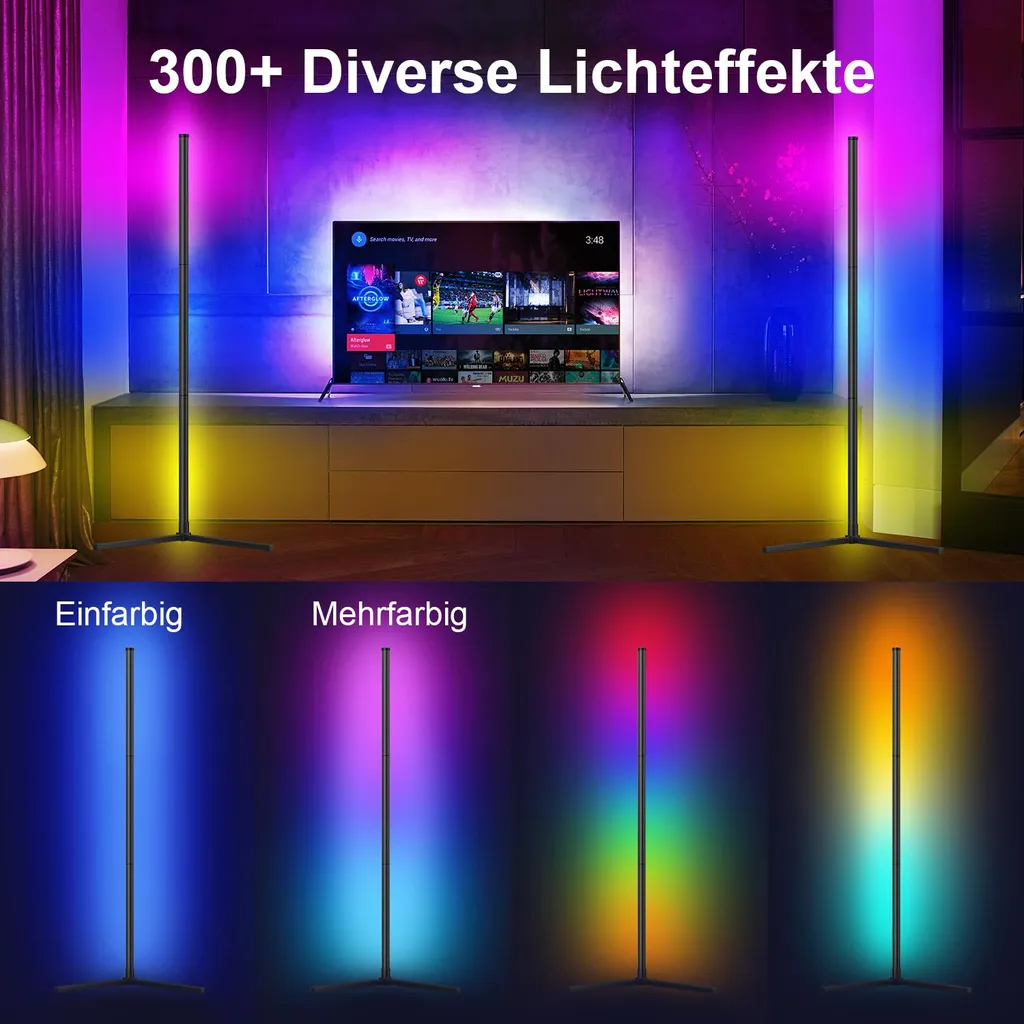 Lampadaire Smart LED Dimmable 125cm avec App et Télécommande pour Salon