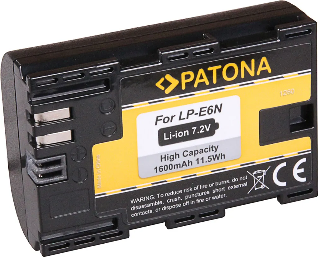 Batteria Ricambio Canon LP-E6N 1600mAh per Videocamere e DSLR