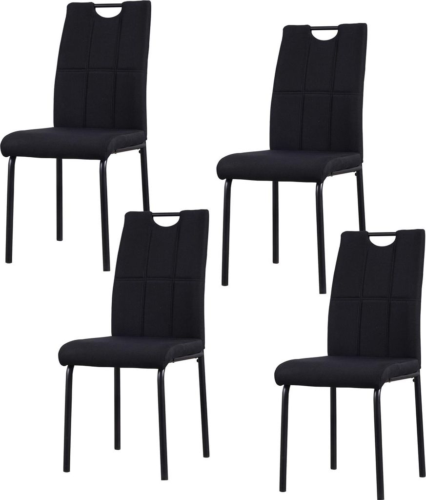 Esszimmerstuhl Denton Webstoff Schwarz 4er-Set