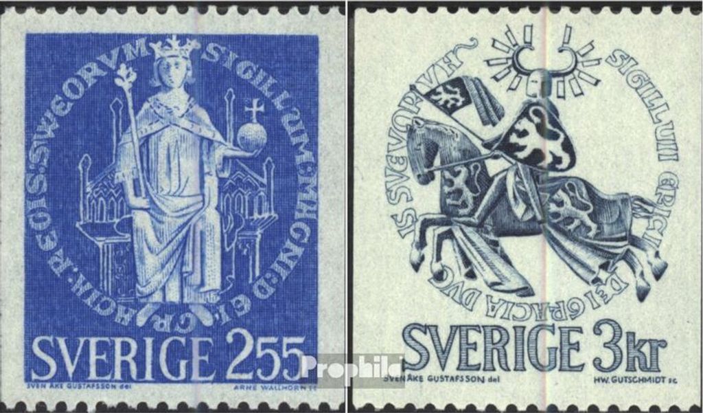 Briefmarken Schweden 1970 Mi 672y-673y (kompl.Ausg.) floureszierendes Papier postfrisch Siegel
