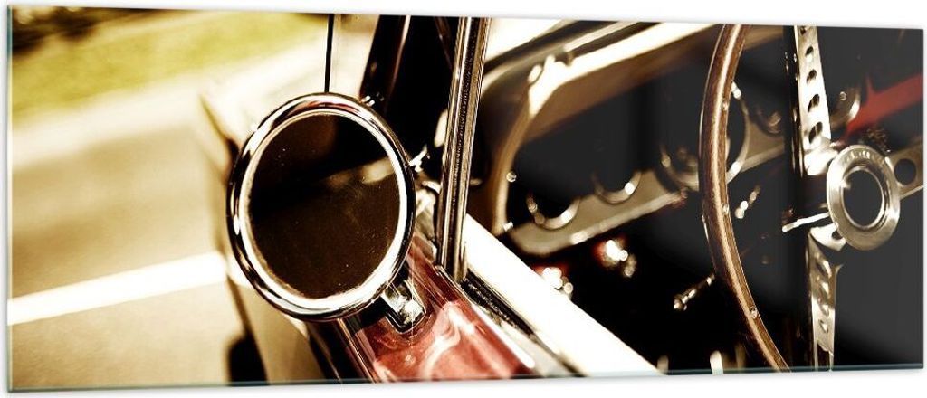 Bilder auf glas - Auto Seite Rad - 140x50cm - Glasbilder - Wandbilder - Kunstdruck - zum Aufhängen bereit - Wanddekoration aus Glas - Glas Bilder ...