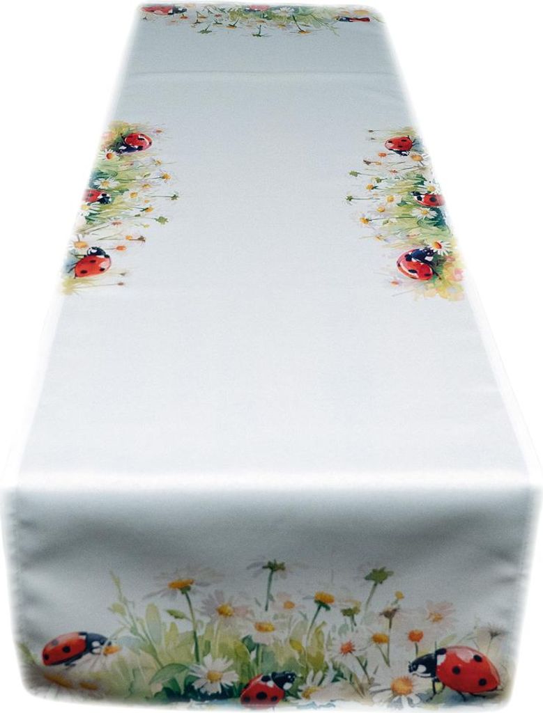 Tischdecke Tischläufer Druck Marienkäfer & Gänseblümchen Frühling 40 x 140 cm