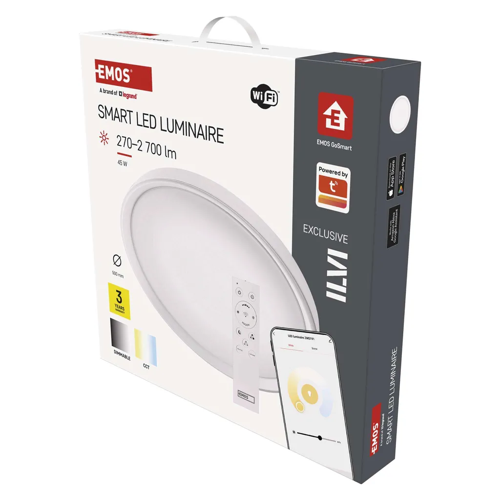 Plafonnier LED WiFi EMOS GoSmart ZM5192 45W 500mm Blanc Rond CCT - 2