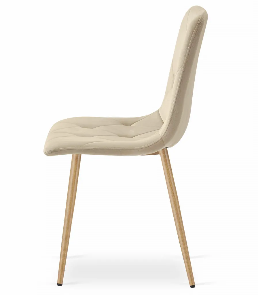 Sedia LIBRA - velluto beige chiaro / gambe in legno x 1 - 3