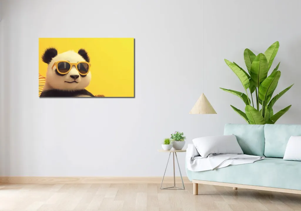 Tableau Panda en Vacances 100x60 cm - Toile Murale Moderne