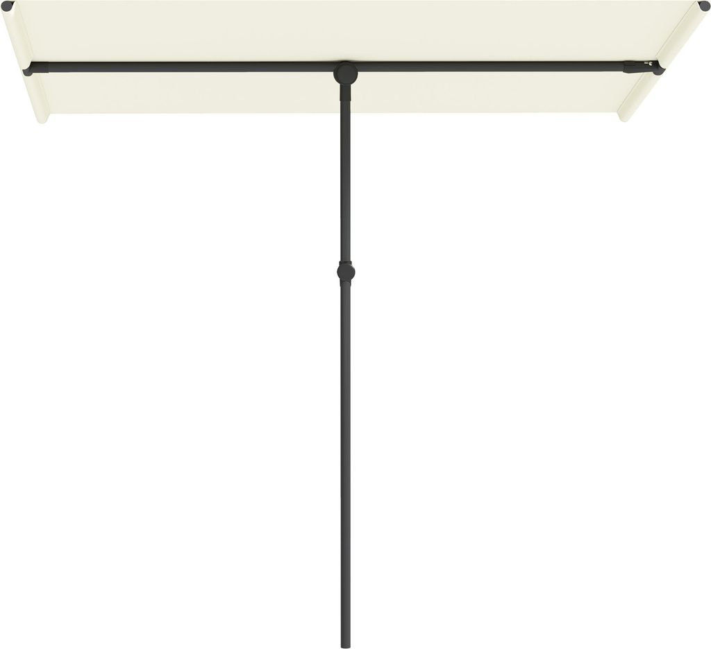 Drehbarer Gartenschirm 180° Höhenverstellbar Aluminium Mast 150x205cm Beige Sonnenschutz Terrassenschirm