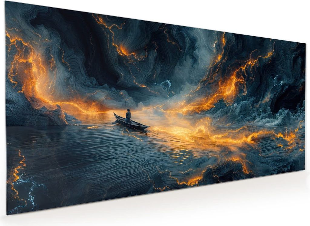 Küchenrückwand Spritzschutz Glas mit Motiv Feuer und Wasser 40 x 40 cm