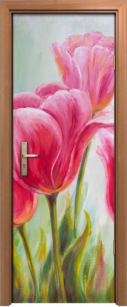 Türposter 70x200 cm Türaufkleber Türtapete Türfolie Klebefolie Wand Kunst Blumen Tulpen Malerei