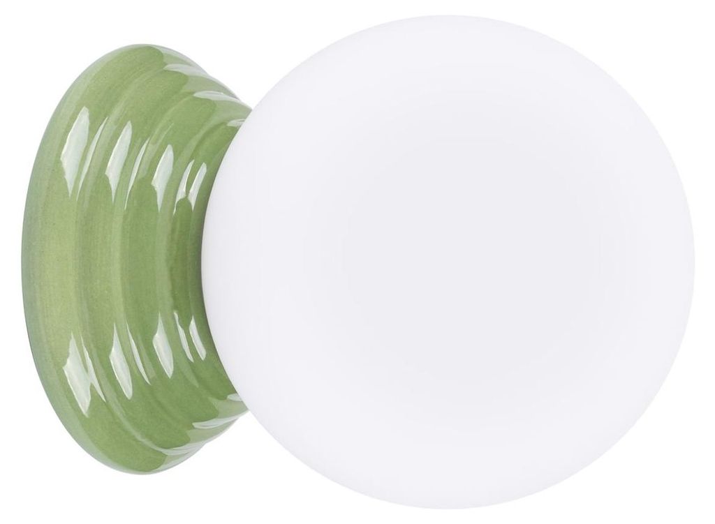 Badezimmerlampe IP44 Keramik Glas Ø 12 cm Kugelschirm G9 Grün Weiß Wandleuchte Wandlampe