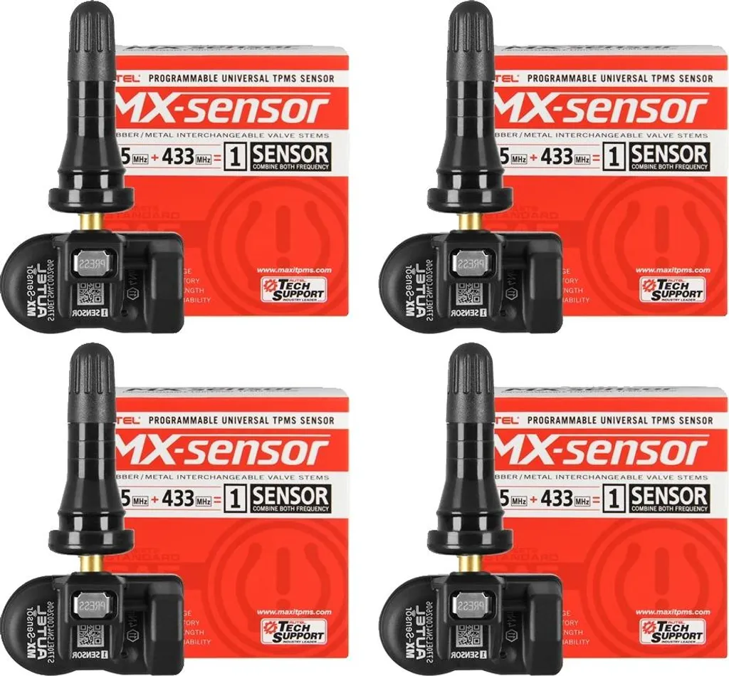 Capteur TPMS 2en1 R 433MHz 315MHz Double Fréquence pour Pneu - 4 Pièces