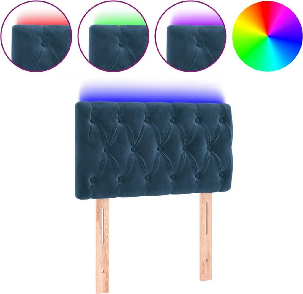 vidaXL LED Kopfteil Dunkelblau 80x7x78/88 cm Samt
