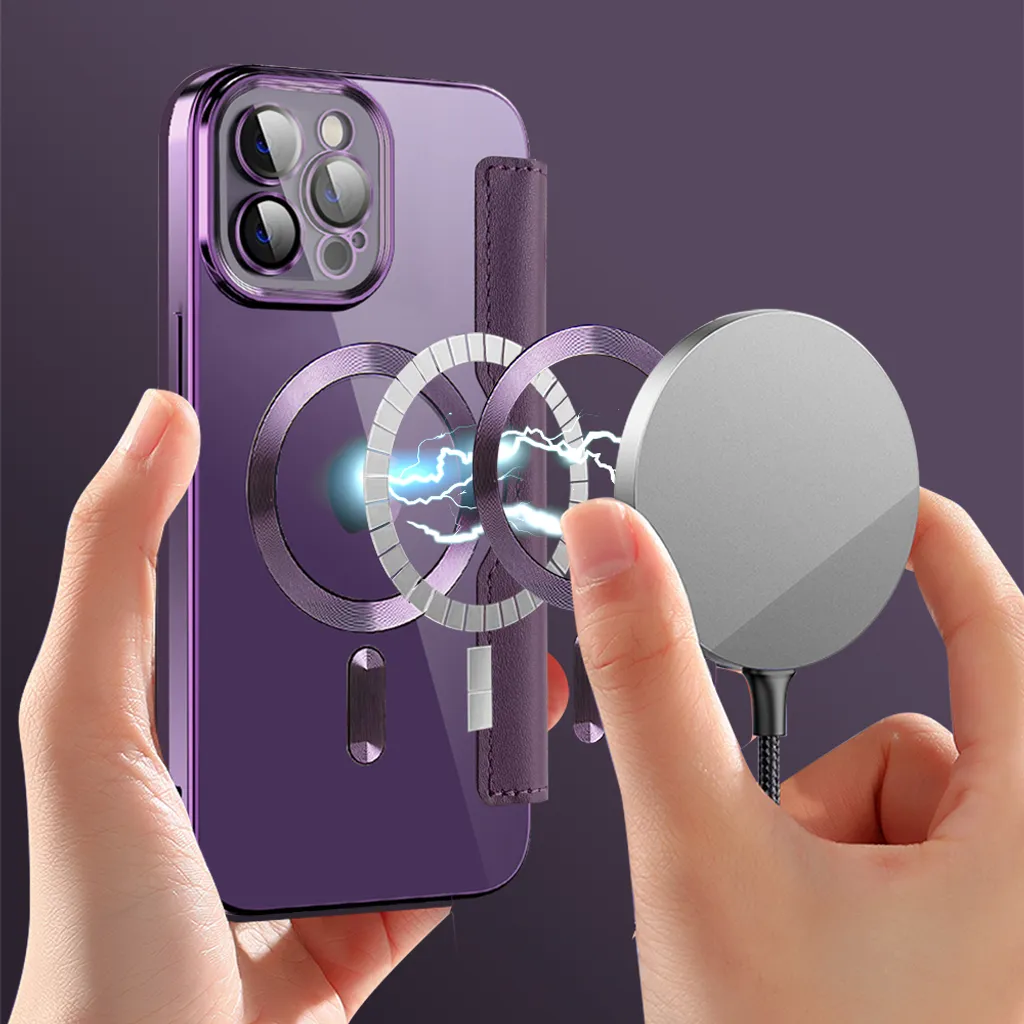Cover iPhone 12 Pro Viola con MagSafe e Slot Carte - Trasparente - 4