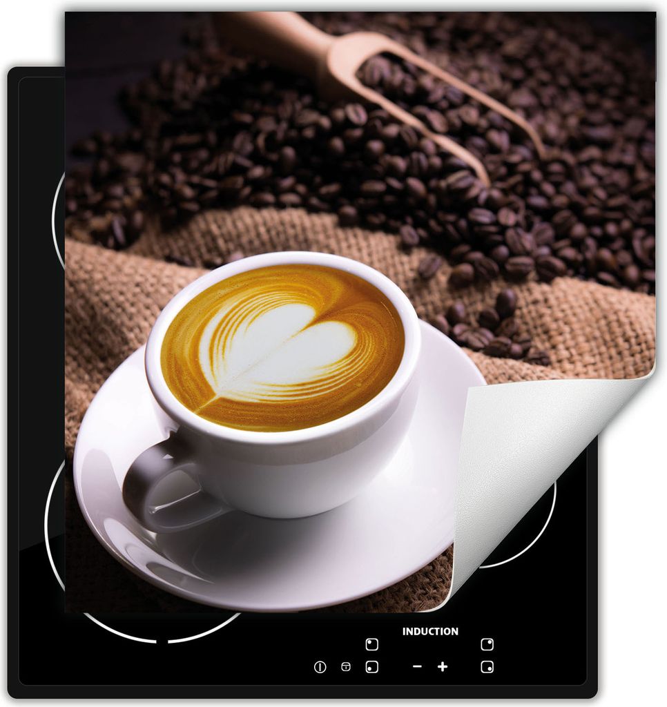 DarHaus Herdabdeckplatte 60x52 cm Anti Rutsch Matte Aufrollbar, Kaffee - herz