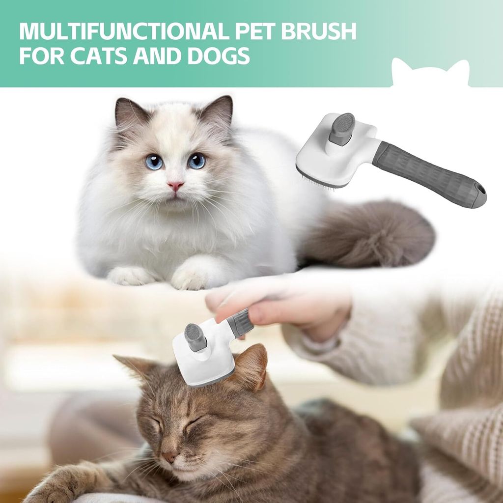 Muxtraders Haustierbürste Für Katzen & Hunde – Entfernt Lose Haare & Verfilzungen, Mit Selbstreinigendem Knopf (19,5 Cm)