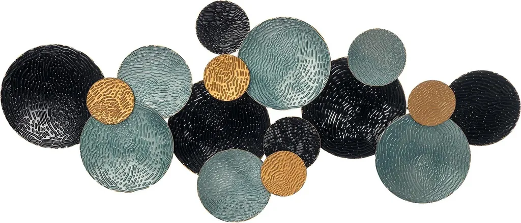Ornements muraux ronds en métal doré 3D style chic et multicolore