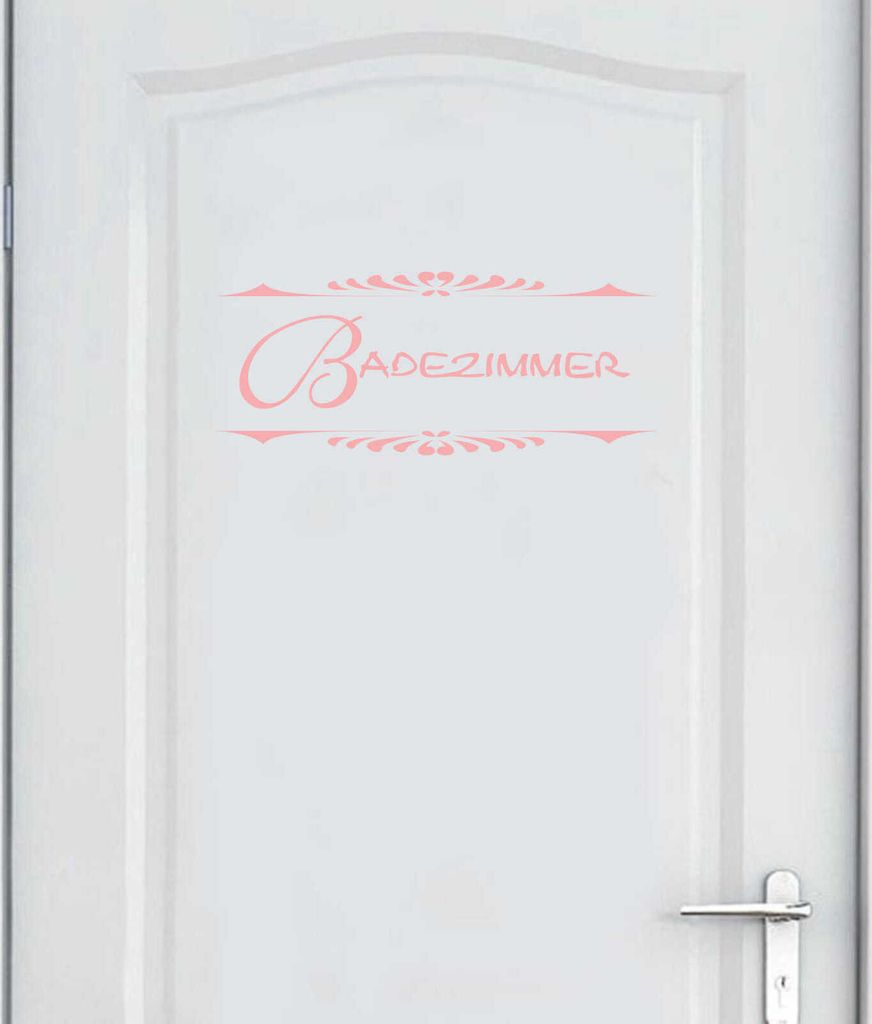 Wandtattoo - Wandaufkleber - Tür-/Wandtattoo "Badezimmer" klassisch - 50cm x 20cm hellrosa - Dekoration Küche Wohnzimmer Wand