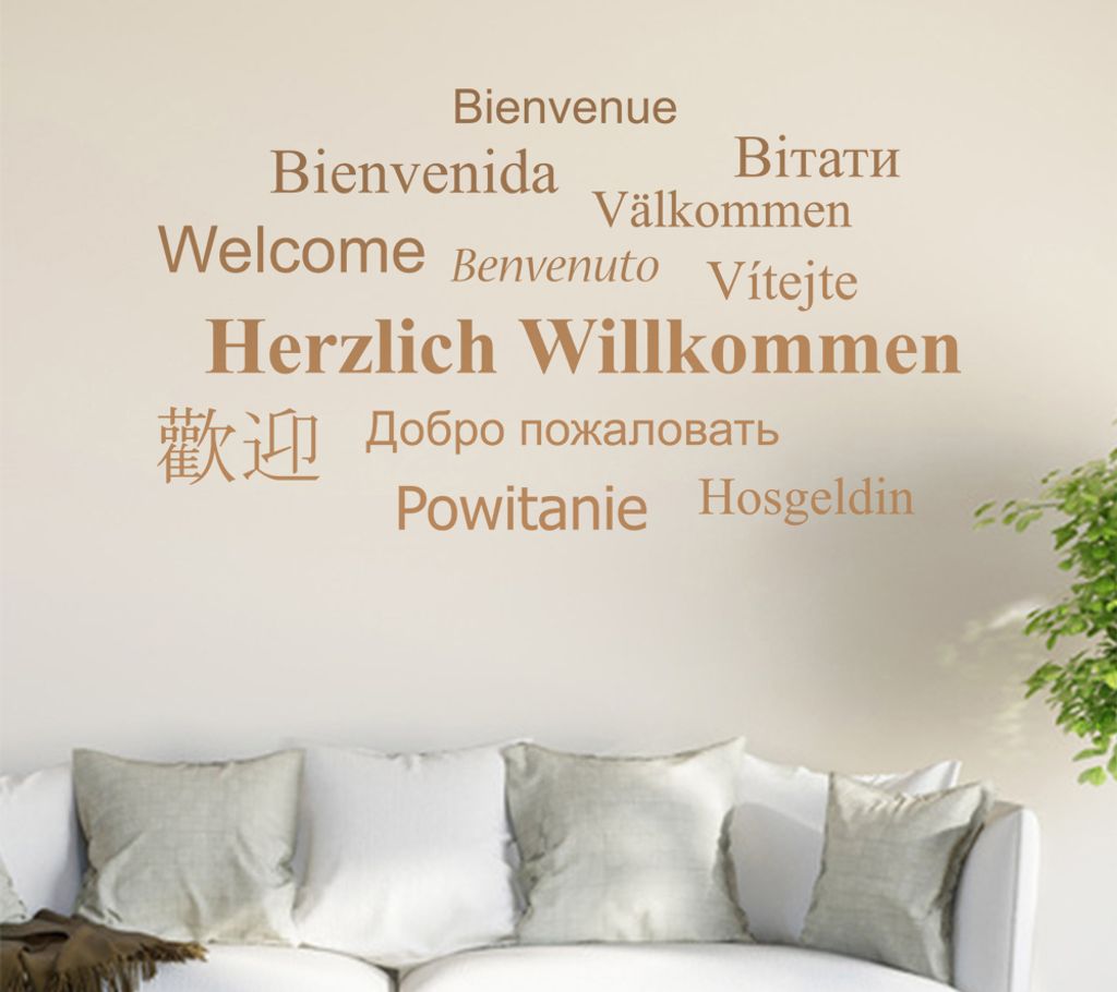 Herzlich Willkommen Wandtattoo in 6 Größen - Wandaufkleber Wall Sticker - Dekoration, Küche, Wohnzimmer, Schlafzimmer, Badezimmer