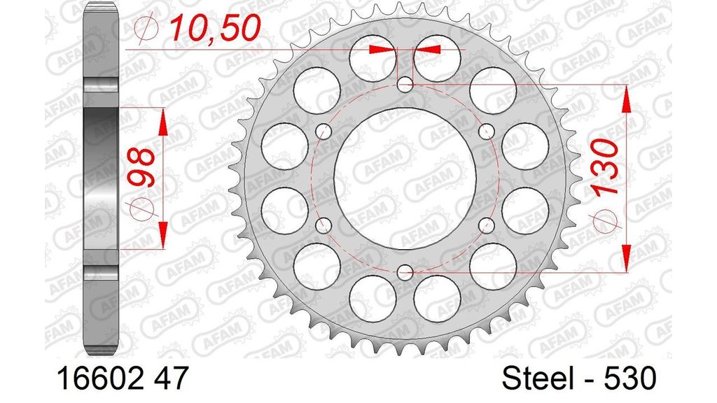 AFAM Standard Stahlritzel hinten 16602 - 530