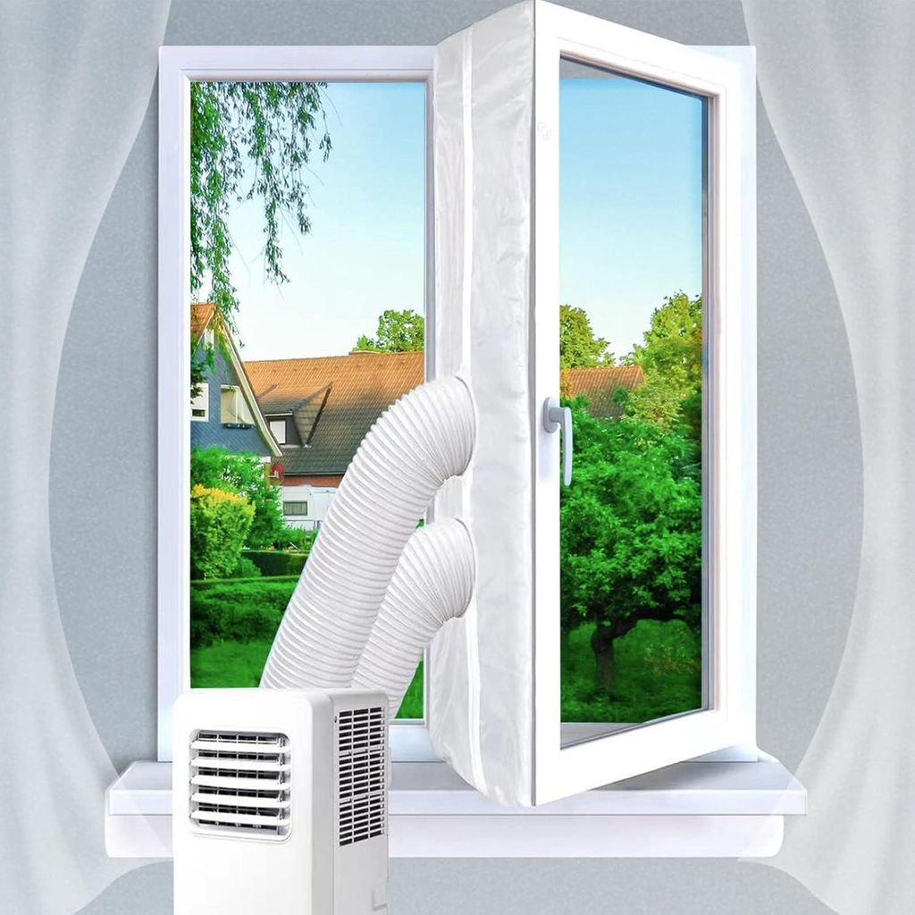 Fensterdichtung für mobile Klimaanlagen und Wäschetrockner (400 cm) – Klimaanlagen-Dichtungsset – Luftaustauschschutz am Fenster mit Reißver...