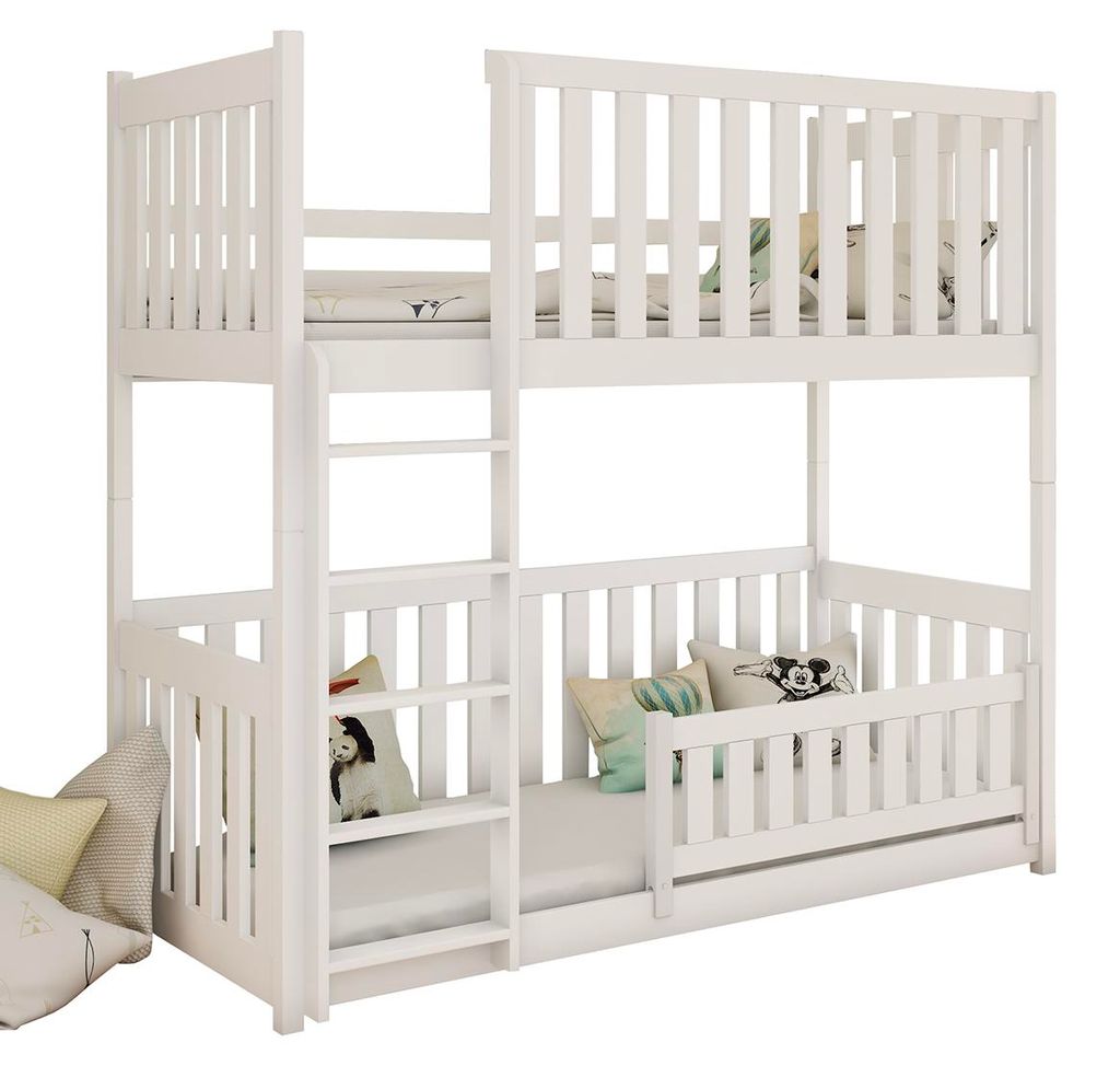 Etagenbett 90x200 am Boden inkl. Lattenroste Gabin Weiß