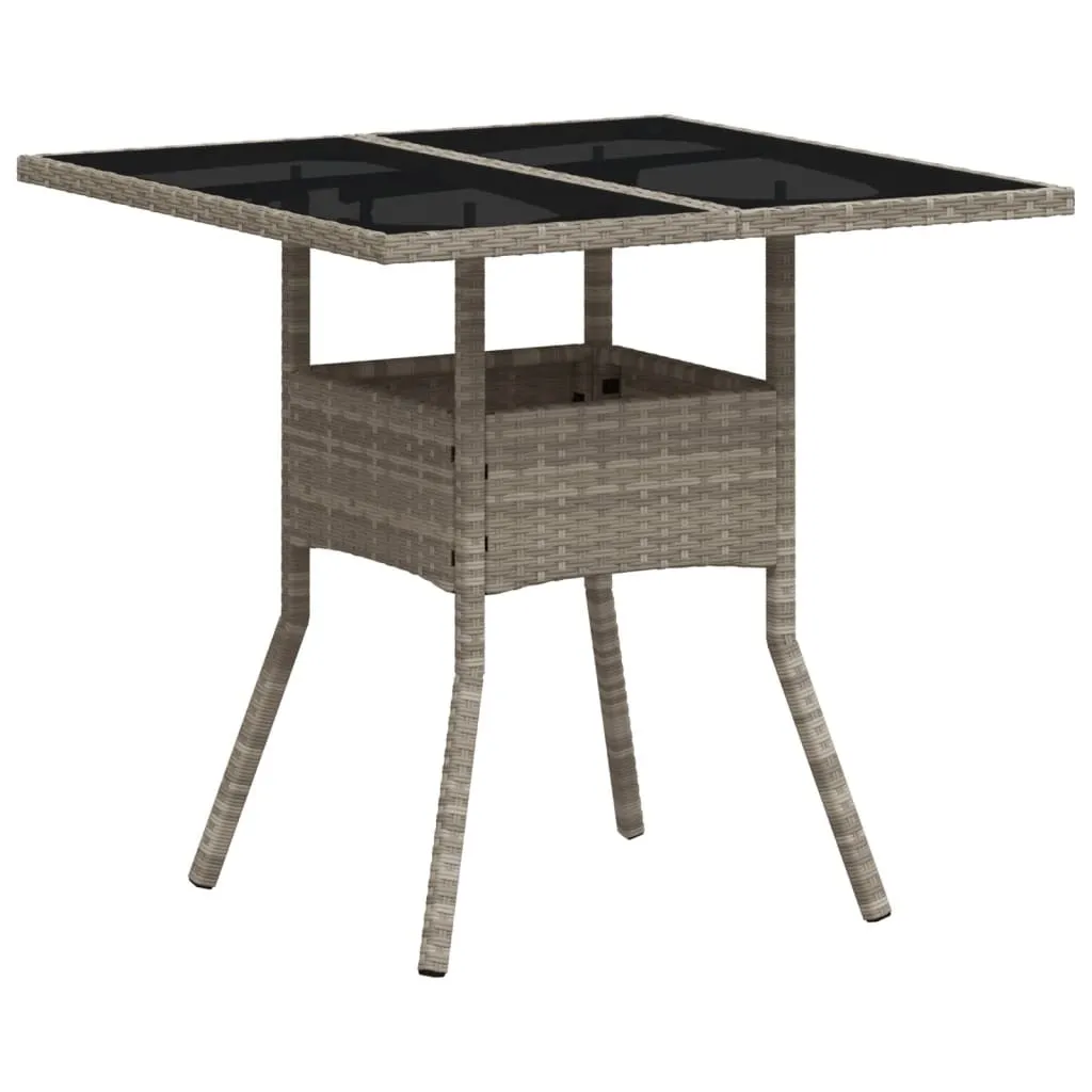 Tavolo Esterno 80x80x75 SYFAX Grigio Chiaro Acciaio e Rattan