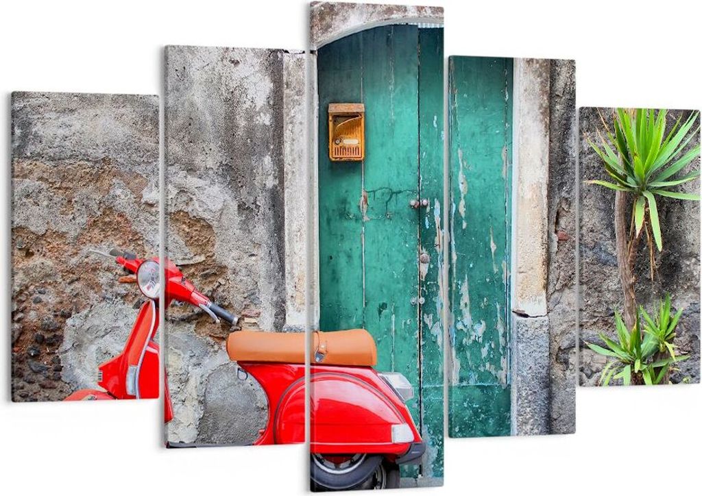 Bild auf Leinwand - Leinwandbild - Scooter transport italien retro - 150x100cm - Wand Bild - Wanddeko - Leinwanddruck - Bilder - Kunstdruck - Leinw...