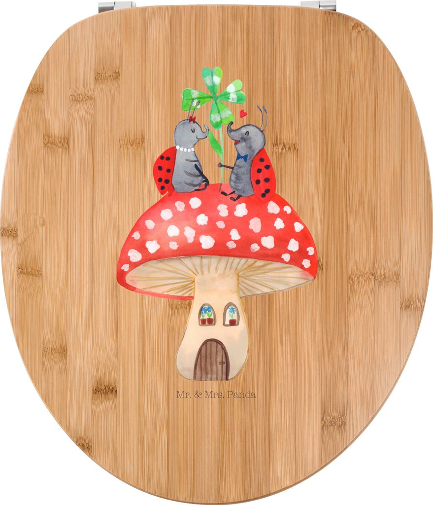 Mr. & Mrs. Panda Toilettendeckel Marienkäfer Fliegenpilz - Transparent - Geschenk, Wohnung, Fleigenpilzhaus, WC-Sitz, Zuhause, Haus, WC Deckel, Gu...