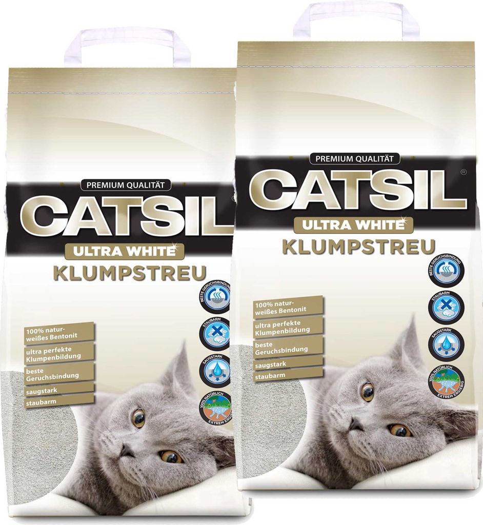 2x15 l Catsil Ultra white Babypuder Katzenstreu klumpend