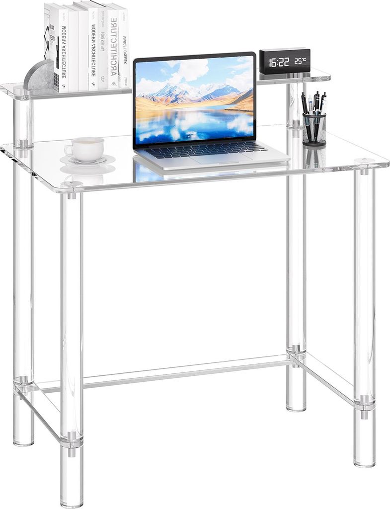 VEVOR Acryltisch Computertisch 2-stufiger Bürotisch mit Produktbild 