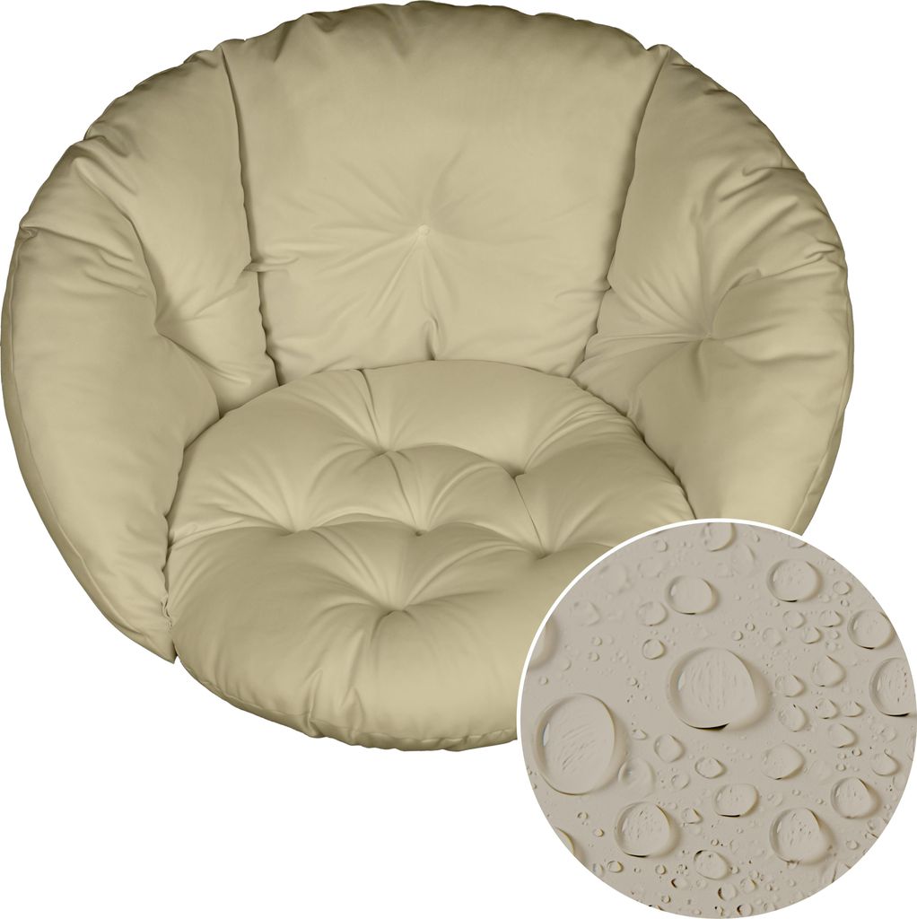 Wasserabweisendes Sitzkissen für Hängesessel 60x60 cm – 12 cm dick, Outdoor, wetterfest, gepolstert, Rückenkissen farbe Beige [114]