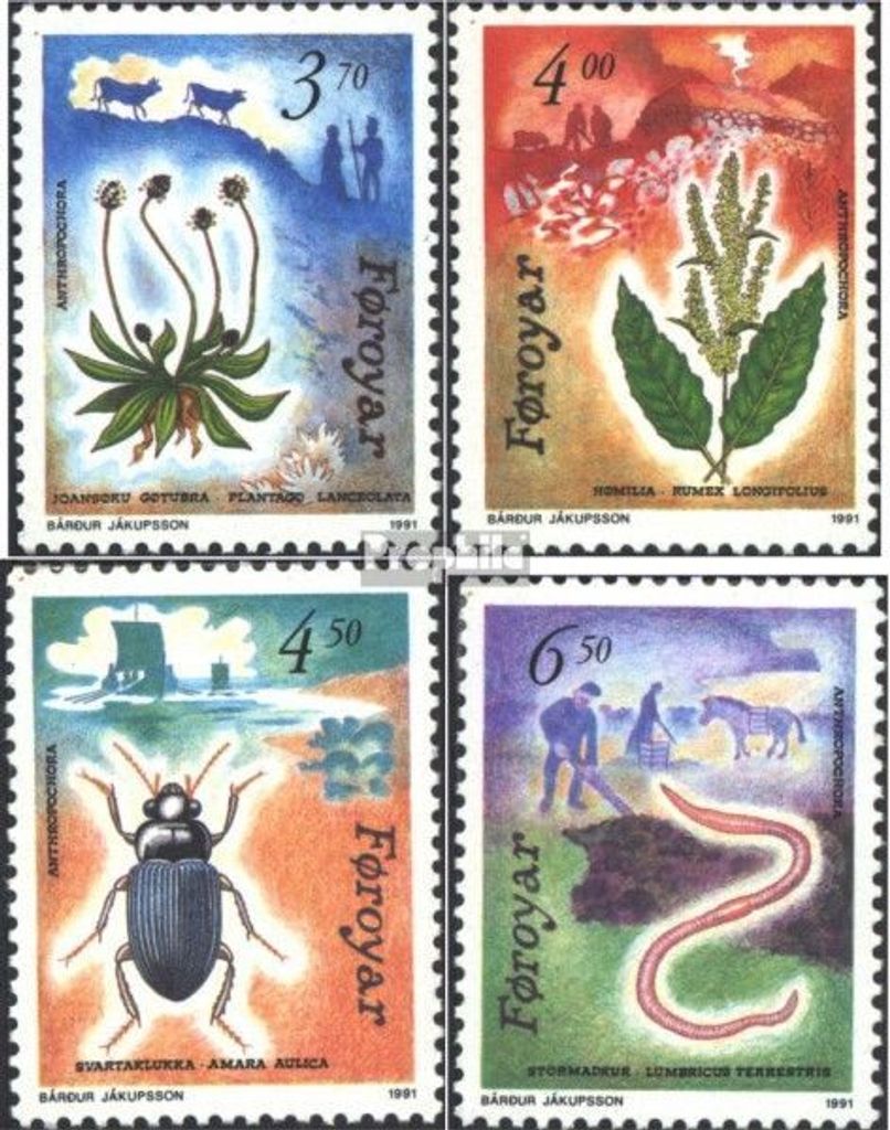 Briefmarken Dänemark - Färöer 1991 Mi 211-214 (kompl.Ausg.) postfrisch Anthropochoren
