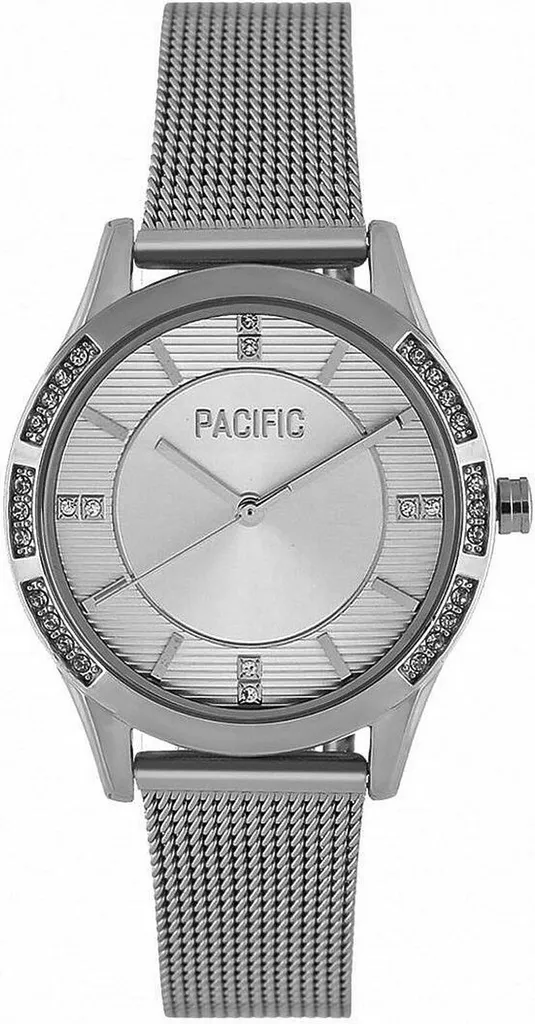 Montre analogique pour femme en métal argenté chic style Pacific X