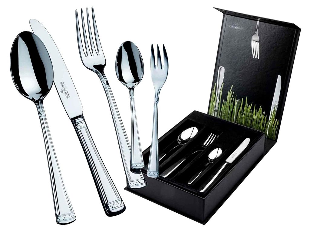 Besteckset ARADENA 30-teilig im Geschenkkarton (poliert), Tafelbesteck für 6 Personen mit Besteckbox