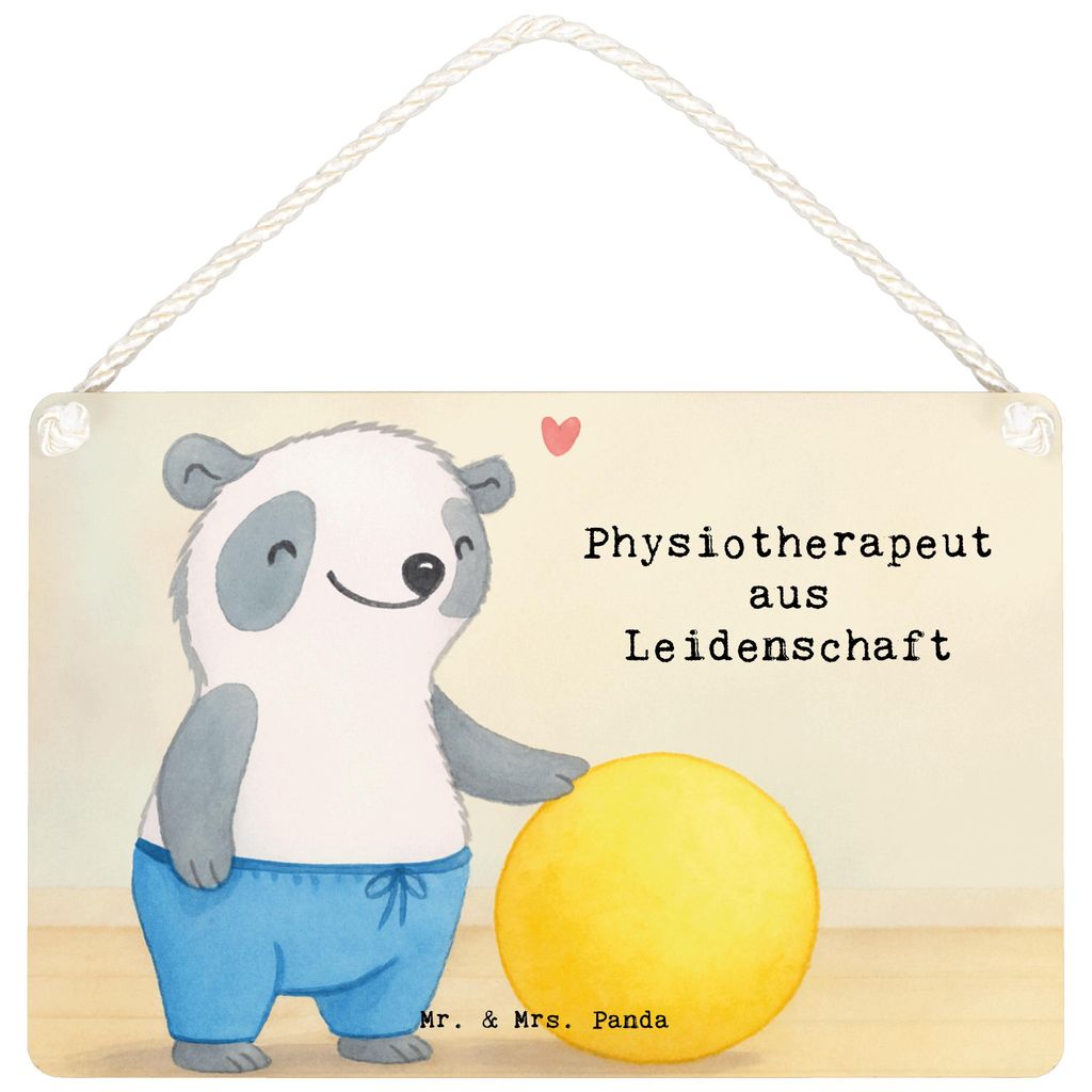 Mr. & Mrs. Panda Schild Physiotherapeut Leidenschaft Design DIN A4 - Weiß - Geschenk, Deko Wandbild, Dekoschild, Türschild, holzbild, Holzschild