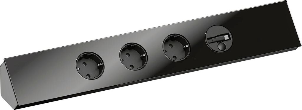 Wipo Steckdosenelement Power Eck-G Slim Schwarz  3x Schuko Produktbild 
