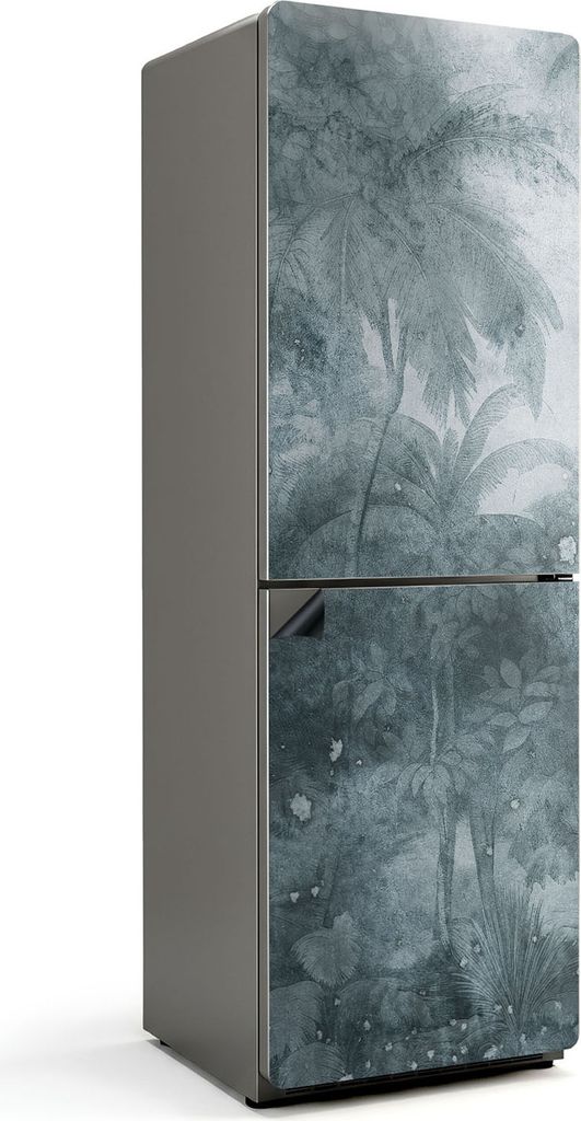 Tropische Palmen im Nebel – Magnetische Kühlschrank Abdeckung – Dekorfolie magnetisch Küche – Kühlschrank Magnet Deko – selbstklebende M...