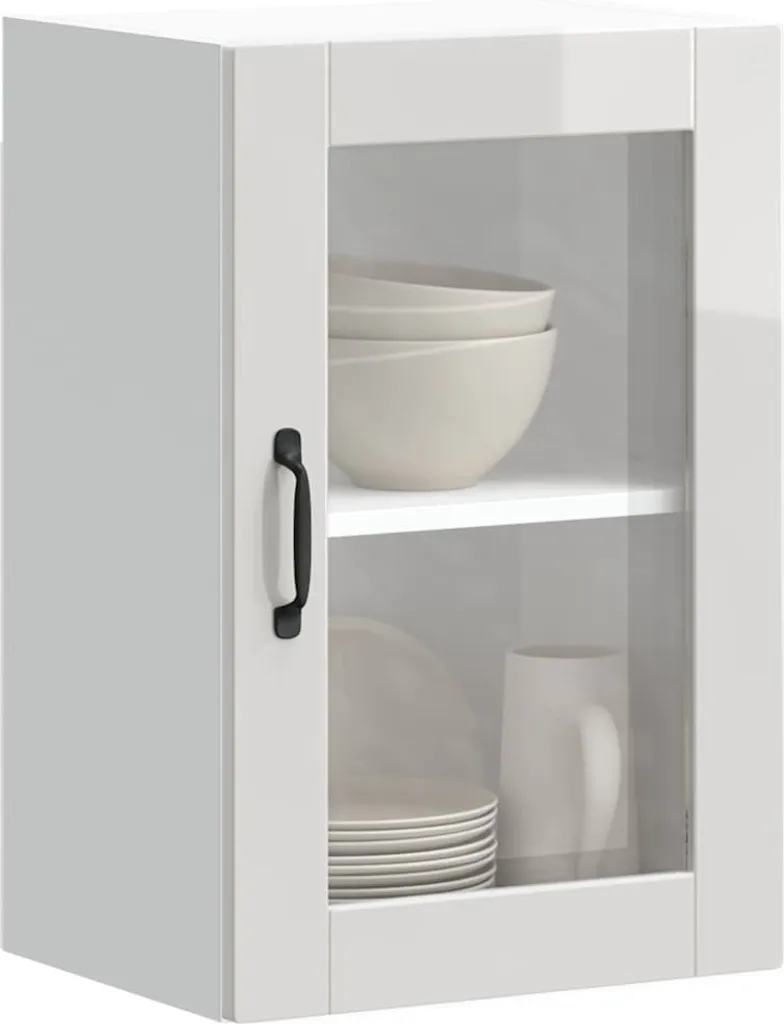 SYFAX™ Pensile da Cucina con Porta in Vetro Porto Bianco Lucido - 2