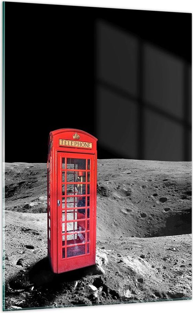 Bilder auf glas - Einteilig - Telefon london Mond Astronaut - 70x100cm - Glasbilder - Wandbilder - Bilder - Wanddekoration aus Glas - Glas Bilder -...