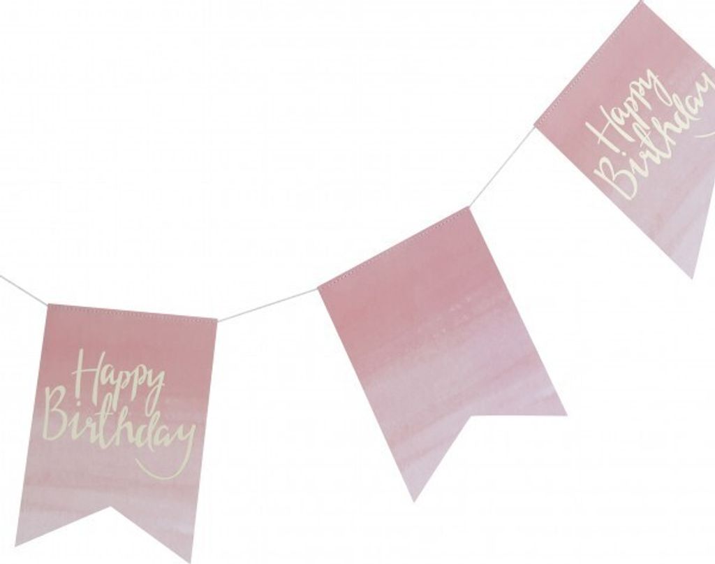 Ombre Party Geburtstag Wimpelkette Girlande Happy Birthday - rosa & gold
