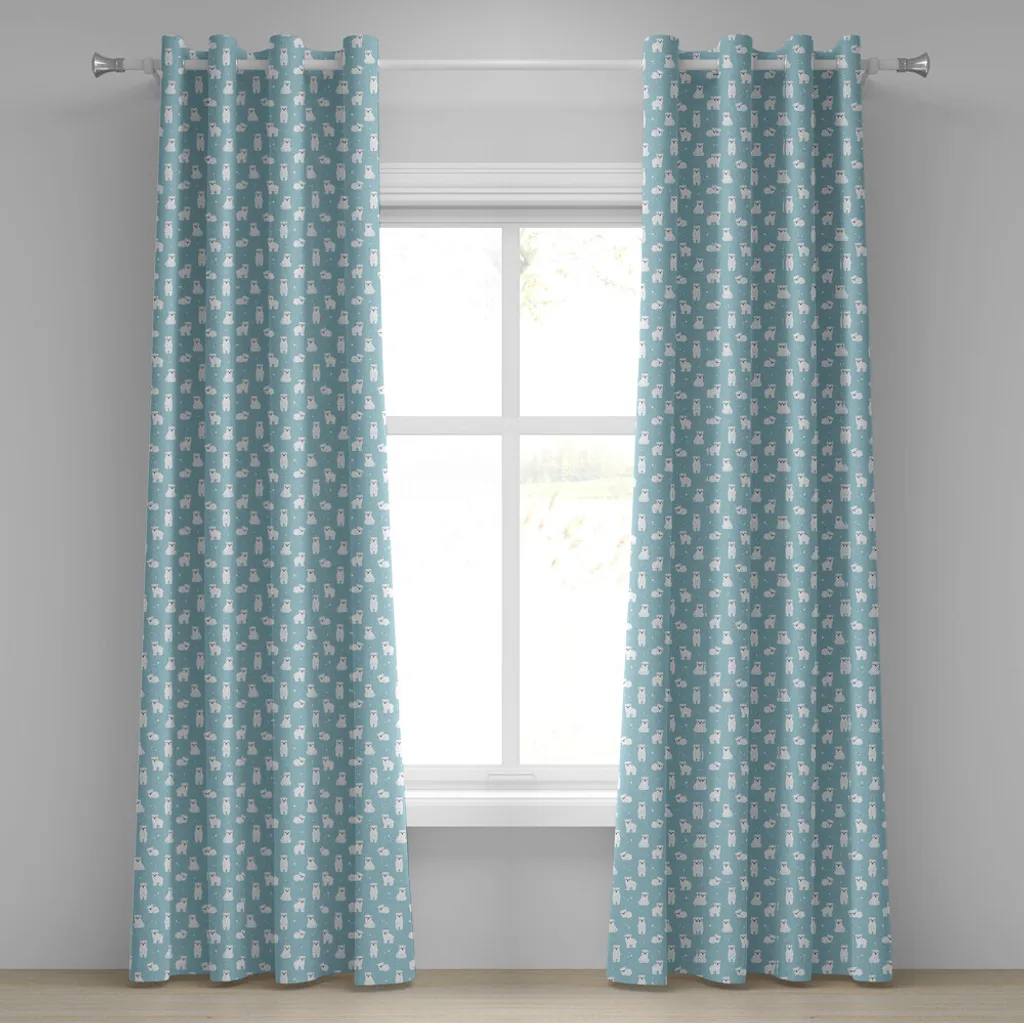 Rideau chambre enfant ours polaires déco arctique bleu 280x175 cm