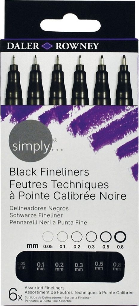 Daler Rowney Simply Synthetic Fine Tip Cardboard Box Tintenpatrone Black 6 Stck