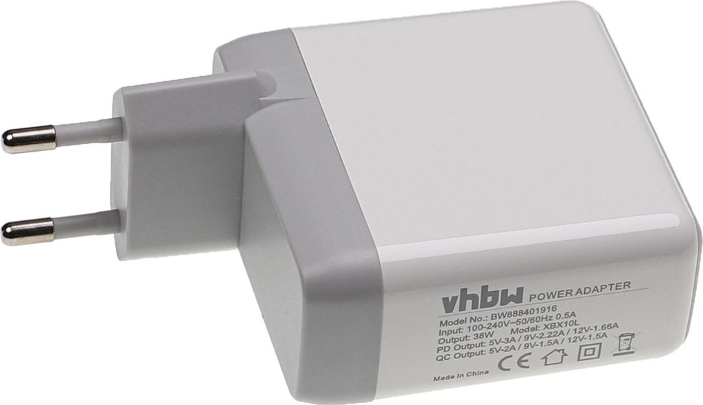 vhbw Netzteil / Ladegerät kompatibel mit Apple iPod Touch 4th Gen, Touch 6th Gen, Touch 5th Gen Elektrogeräte - USB-C + USB-A Netzadapter 5 - 12V