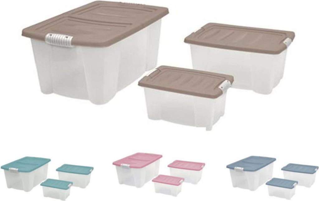 Allzweck-Stapelbox 3er-Set mit Deckel Aufbewahrungsbox Rollenbox Spielzeugkiste