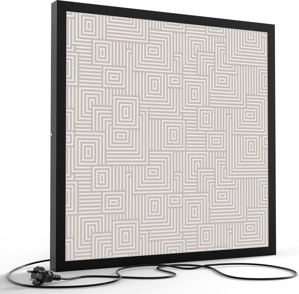 DEQORI LED-Bild & Lampe 60x60 cm Schwarz 'Labyrinth der Linien' Leuchtbild LED Leuchte