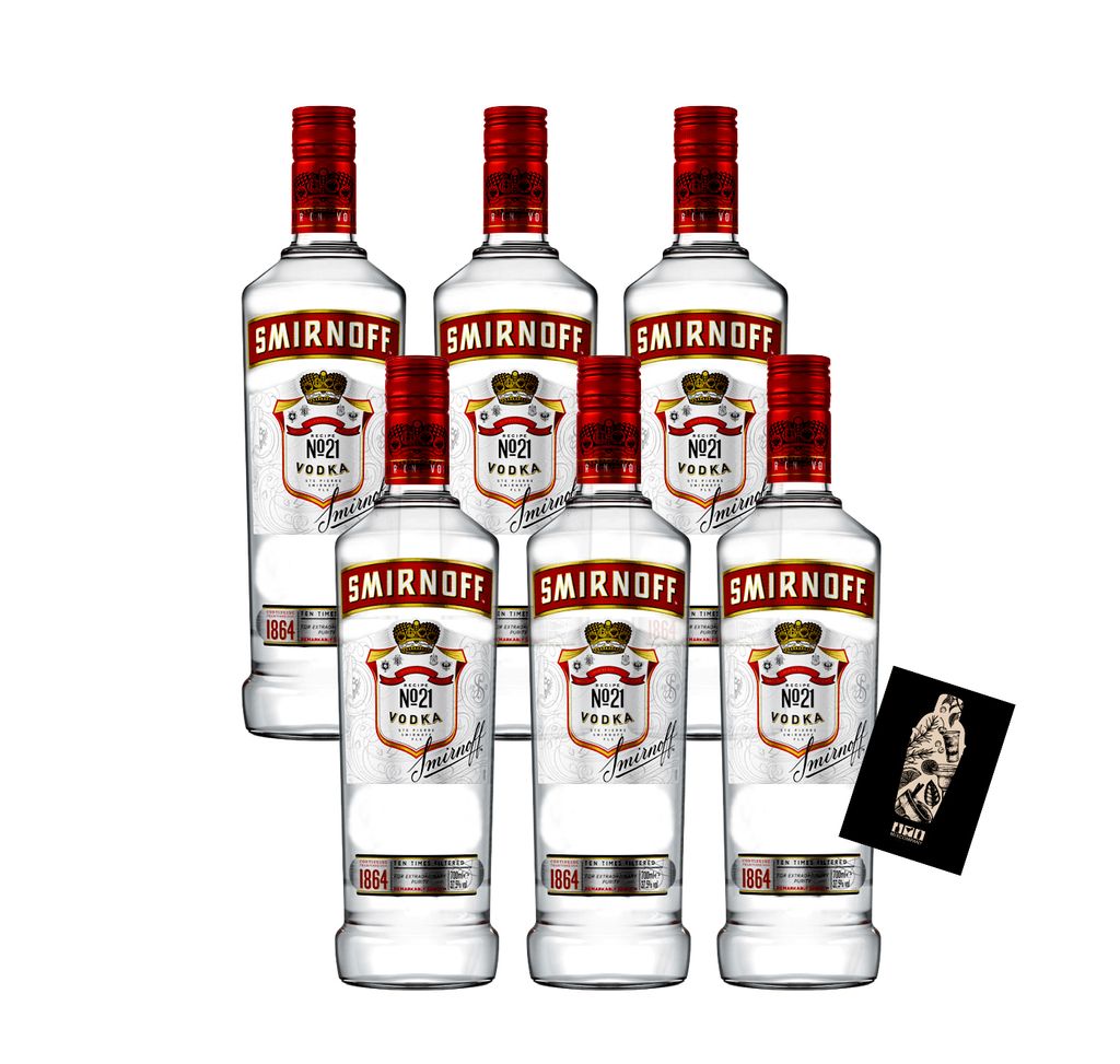 Smirnoff No. 21 -6er Set- Vodka 37,5% Vol. 6 x 0,7L- [Enthält Sulfite]