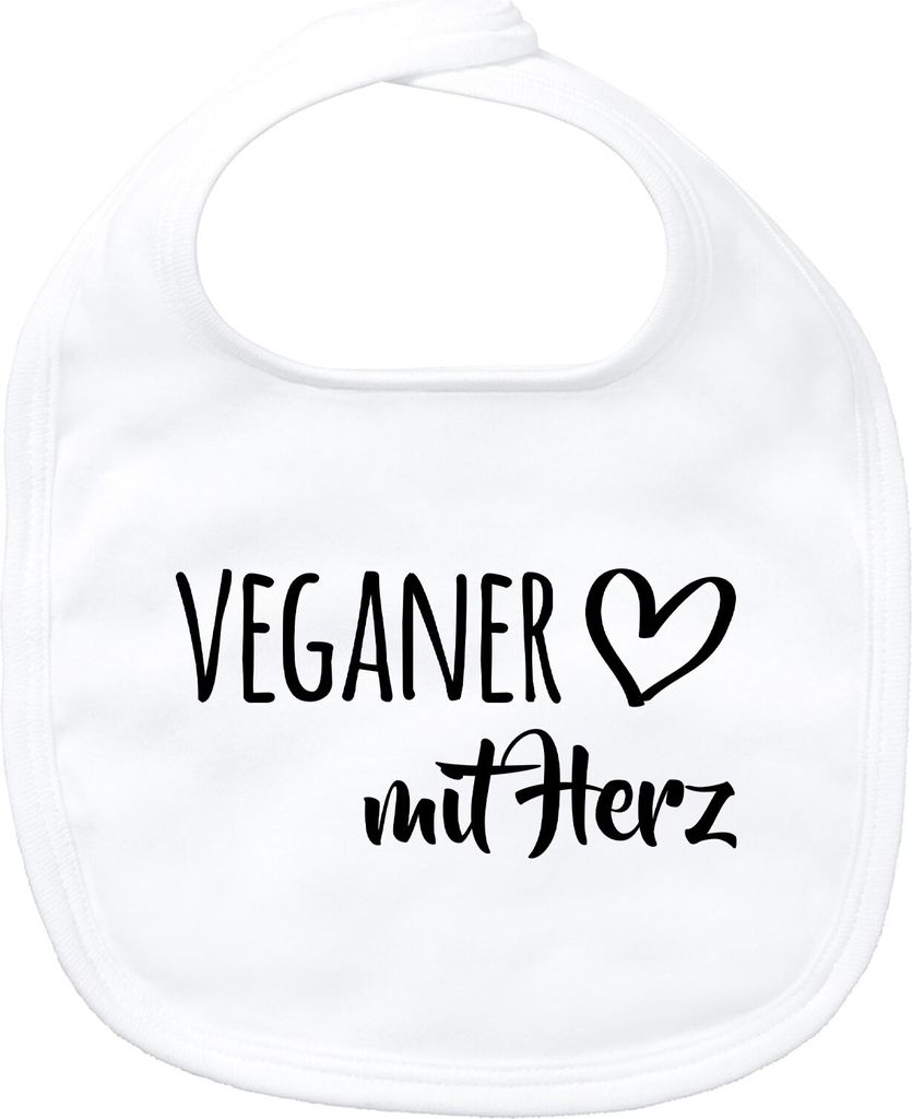 Huuraa Baby Lätzchen Veganer mit Herz White Klettverschluss Baumwolle Latz Geschenkidee